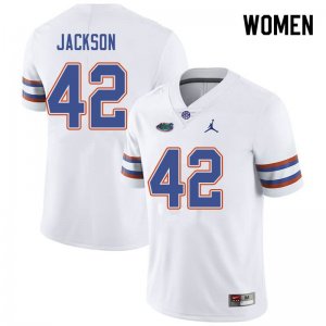 Women's Florida Gators #42 Jaylin Jackson NCAA Jordan Brand White Authentic Stitched College Football Jersey FXY8062LP